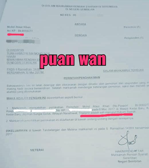 kahwin thailand-Surat Pengesahan Nikah Daftar Malaysia